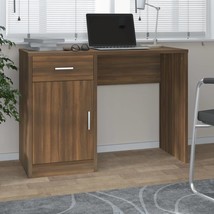 Desk with Drawer&amp;Cabinet Brown Oak 100x40x73 cm Engineered Wood - £58.97 GBP