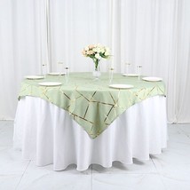 Sage Green Gold 54&quot;&quot;X54&quot;&quot; Polyester Table Overlay Metallic Geometric Pattern Hom - £12.86 GBP