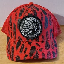 INDIAN CHIEF FEATHERS NATIVE PRIDE SNAPBACK MESH BACK BASEBALL CAP ( RED ) - £11.81 GBP