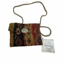 White Doe Original Handmade Handbag Tapestry Small Crossbody Red Green Tan - £11.06 GBP