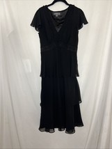 Liz Claiborne Women&#39;s Black Tiered Shift Dress Short Sleeve V-neck Lined... - $412.20 MXN