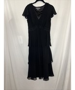 Liz Claiborne Women&#39;s Black Tiered Shift Dress Short Sleeve V-neck Lined... - $412.20 MXN