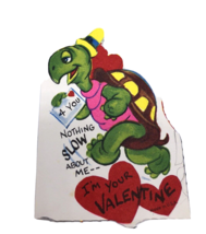 Vtg Valentines Day Card Turtle Animal Sweet Graphic Nothing Slow About M... - $16.69