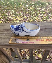 Delft Blue Dutch Clog Shoe Ceramic Pottery Hand Painted Holland With Building  - $12.00