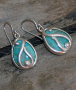 Turquoise earrings, sterling silver turquoise earrings (E729) - £39.30 GBP