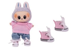 Pink Doll Sneakers for Labubu 17cm – Lace-Up Canvas Shoes (1 Pair)  - $13.95