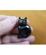 (Y-CAT-214) little BLACK ONYX KITTY baby kitten CAT stone figurine I Lov... - £9.53 GBP