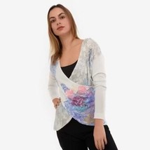 Desigual Sweater XS Sheer Wrap Sequin Floral New - £49.66 GBP