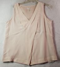 J.CREW Tank Top Womens Size 10 Pink 100% Silk Sleeveless V Neck Lined Pleated - £15.83 GBP