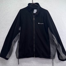 Champion Mens Fleece Jacket Size XL Black Gray Full Zip Vintage 90s Drawstring - £23.79 GBP