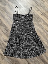 Ann Taylor Dress Sleeveless Geometric A-Line Black White Spaghetti Strap Small - $14.49