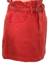 Forever 21 Womens Denim Skirt Size S Coral Belted Pockets - $15.67