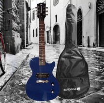 fishbone LP Jr. Blue 32.5&quot; 3/4 Size Electric Guitar+Gig Bag,Cable,Strap ... - $119.90