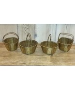 Vintage Brass Hand Woven Wire Baskets Round Set of 4 - £25.77 GBP