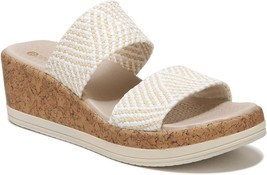 New BZees Women&#39;s Resort Wedge Slide Sandals White/Natural Raffia Size 11M - $79.19