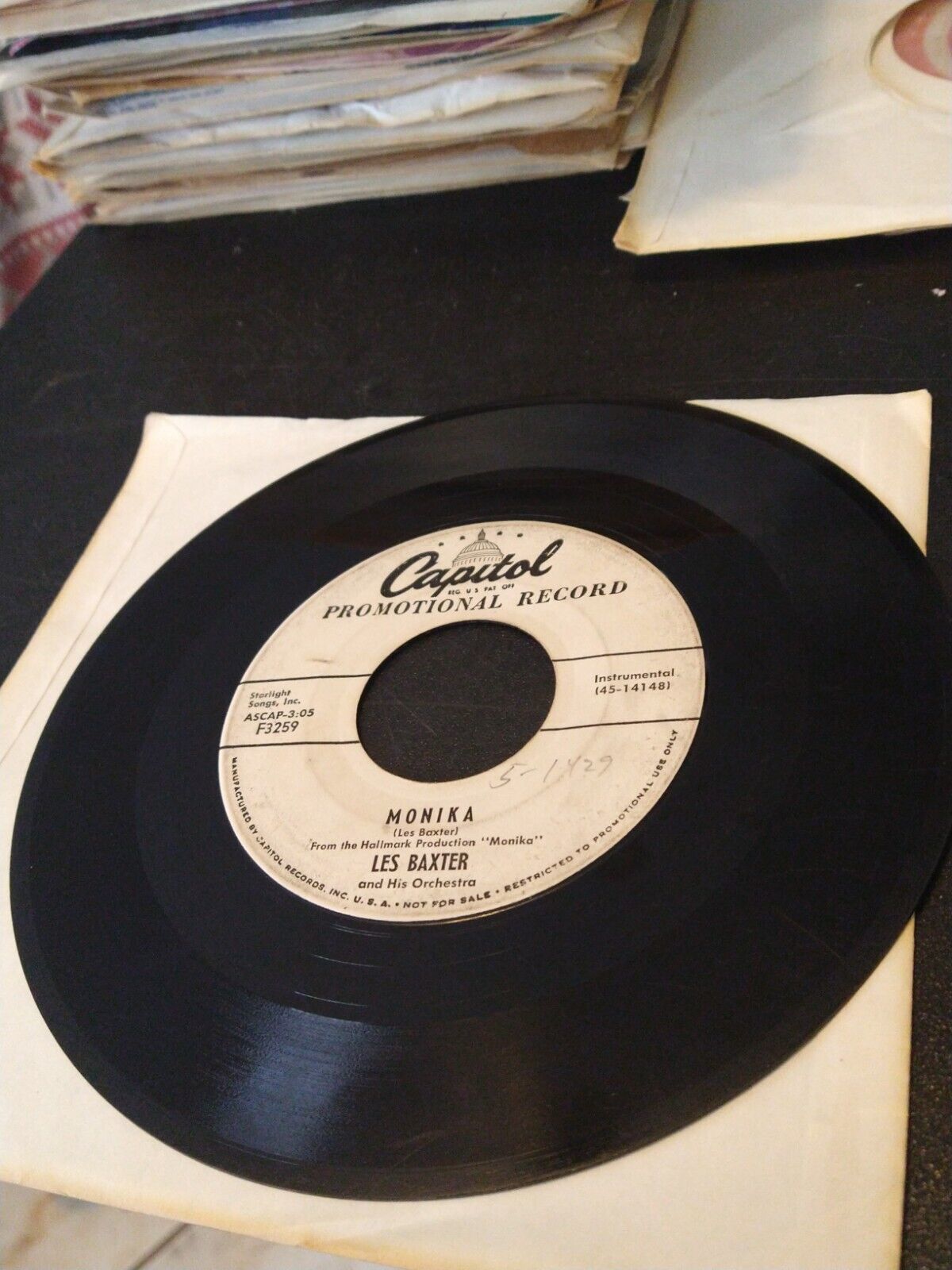 50&#39;S &amp; 60&#39;S Promo 45 Les Baxter - Song Of The Bayou / Monika On Capitol ... - $8.90