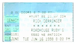 Rick Derringer Konzert Ticket Stumpf Juni 16 1998 Kansas Stadt Missouri - £34.14 GBP