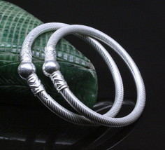 Ethnic Designer Real Silver Kids Openable Bangles Bracelet - Pair - £31.34 GBP
