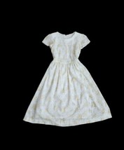 Vintage 80s Romantic Cottagecore Kei Fashion yellow Rose fit flare Dress... - $57.42