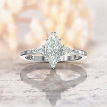 Marquise Cut 2.50Ct Diamond Engagement Ring 14K White Gold Simulated in Size 6.5 - $247.19