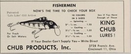 1954 Print Ad King Chub Fishing Lures Chub Products Cincinnati,Ohio - £7.73 GBP