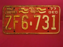 LICENSE PLATE Car Tag 1976 1977 MISSOURI 200 YRS ZF6 731 [Y13B - £5.28 GBP