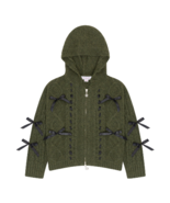 Lisa Says Gah Shelby Ribbon Bow Cable Knit Zip Hoodie Sweater XS/S - €119,35 EUR