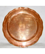 ANTIQUE/VINT HAND MADE HEAVY SOLID COPPER ROUND PLATE w/CENTER WELL+SCAL... - $28.71