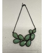 9” Teal Bead Scoop Necklace Vtg - $13.80 CAD