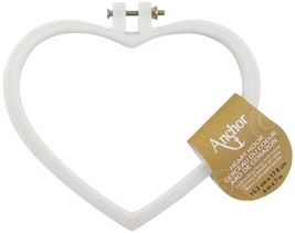 Anchor Plastic Heart Shaped Embroidery Hoops 6&quot; White - $19.76