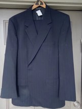 Vintage Halston Mens 2PC Suit Navy Pinstripe SZ 48L 48X42 - £72.54 GBP