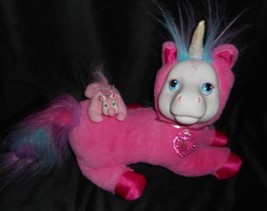 Pony Surprise 2015 Just Play Pink Unicorn Horse W Baby Stuffed Animal Plush Toy - £26.16 GBP