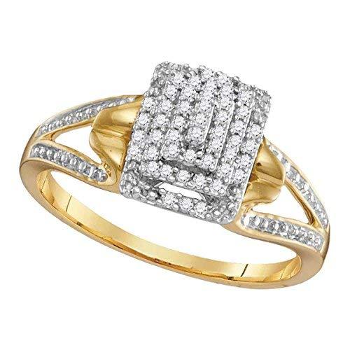 10kt Yellow Gold Womens Round Diamond Cluster Split-shank Ring 1/5 Cttw