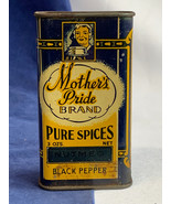Vtg Mother&#39;s Pride Brand Pure Spices Nutmeg Black Pepper 3 Ozs Tin Can C... - £31.69 GBP
