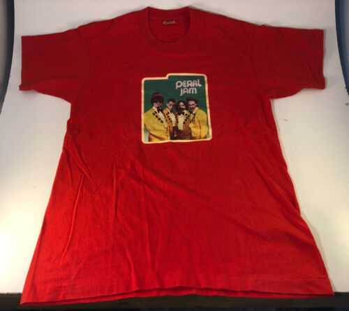 Vintage Pearl Jam Shirt M 1995 Spin Ten Club RED VS Single Stitch - £98.60 GBP