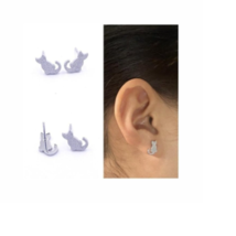 Cat Silver Glitter Stud Earrings - $10.00