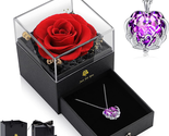 Mother&#39;s Day Gifts for Mom Her Women Wife, Preserved Real Purple Rose Et... - £16.57 GBP