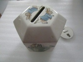 WEDGWOOD Peter Rabbit designer Beatrix Potter 6 Sided Porcelain Coin Bank [80L] - £35.30 GBP