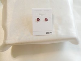 Department Store 3/16&quot;18k Gold/SS Pink Flower Stud Earrings F502 - $21.11