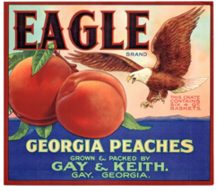 Vintage Crate Label Original Eagle Brand Georgia Peach South Fruit Gay &amp;... - $14.80