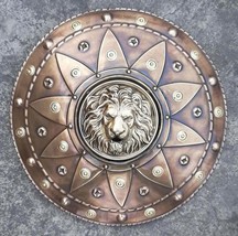 Lion Face Round Medieval Shield, Knight Armor Shield Solid Steel, Round ... - $179.00