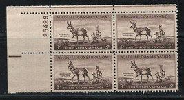 US 1956 Very Fine MNH Plate Block of 4 Stamps Scott # 1078 Pronghorn Antelope - £0.77 GBP