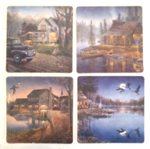 Cardboard Cocktail COASTER LOT Geese Bird Farm Rustic Cabin Lake Nature ... - £6.14 GBP