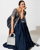 Designer LEHENGA SAREE || Celebrity Bollywood Style Sari Half N Half Patten on V - £69.21 GBP