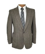 Haggar Imperial Jacket Blazer Mens 40R Wool Tweed Gray Elbow Patch - $54.69