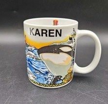 Six Flags Marine World Coffee Tea Cup Mug Karen Killer Whale Tiger Giraf... - $4.92