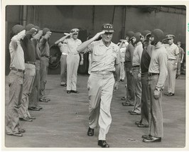 Black and White 8x10 in. photo on a Carrier Deck US Navy Ship - Admiral Walking - $9.49