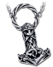 Alchemy Gothic Mjollnir Thor&#39;s Hammer Pewter Pendant Necklace NEW UNUSED - £17.66 GBP