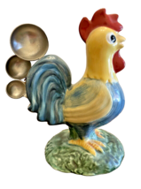 Rooster Chicken Measuring Spoon Holder with Metal Spoons Ceramic Vintage 6.75&quot; - £22.07 GBP