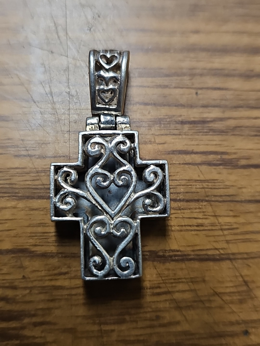 Silver Cube Cross 925 Charm Pendant Crucifex Item image 2
